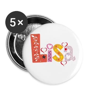 Personalized Lisa Name - Buttons small 1''/25 mm (5-pack) - white - Front