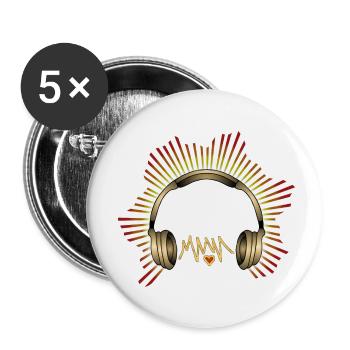Earphone - Buttons small 1''/25 mm (5-pack) - white - Front