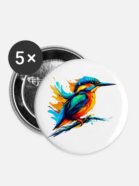 Eisvogel - Buttons klein 25 mm (5er Pack) - Weiß