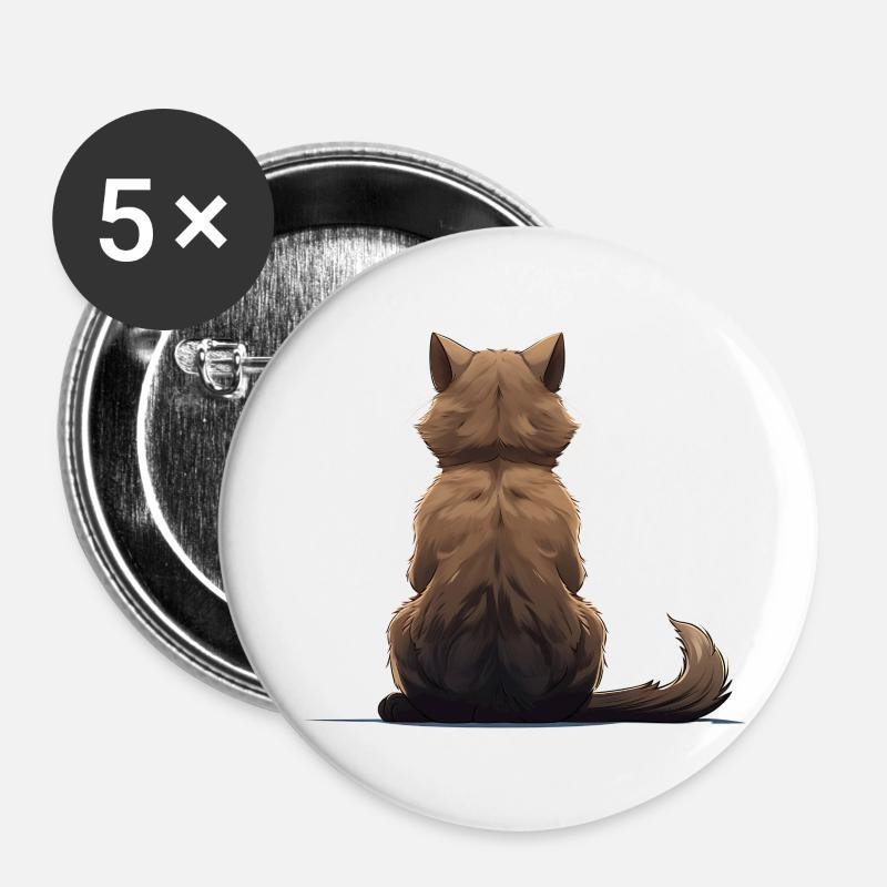 Burma-Katze - Buttons klein 25 mm (5er Pack) - Weiß