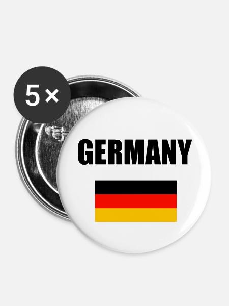 Germany mit Flaggendesign - Buttons klein 25 mm (5er Pack) - Weiß