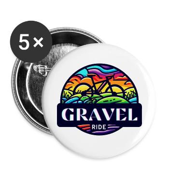 Gravel Ride Sunset Cyclist - Buttons klein 25 mm (5er Pack) - Weiß - Vorne