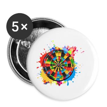 fléchettes, mai, coloré, jeu de fléchettes - Lot de 5 petits badges (25 mm) - blanc - Devant