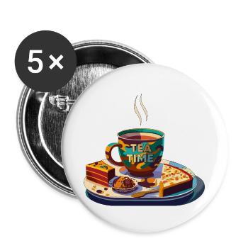 TEE-ZEIT - Buttons klein 25 mm (5er Pack) - Weiß - Vorne