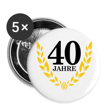Jubiläum 40 Jahre Lorbeerkranz - Buttons klein 25 mm (5er Pack) - Weiß - Vorne
