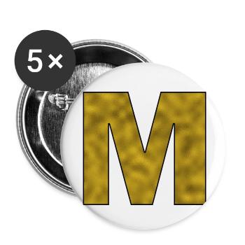 Letter M Gold - Buttons small 1''/25 mm (5-pack) - white - Front