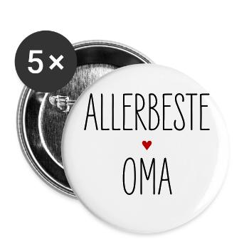 Allerbeste Oma, Beste Großmutter Herz, Geburtstag - Buttons klein 25 mm (5er Pack) - Weiß - Vorne