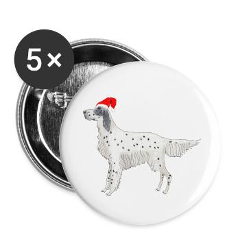 English Setter Fundogs Christmas - Buttons small 1''/25 mm (5-pack) - white - Front