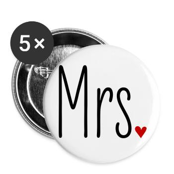 Partnerlook Mr and Mrs Valentinstag Passendes Paar - Buttons klein 25 mm (5er Pack) - Weiß - Vorne
