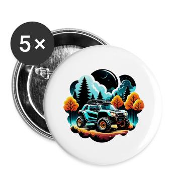 quad et tout terrain - Lot de 5 petits badges (25 mm) - blanc - Devant