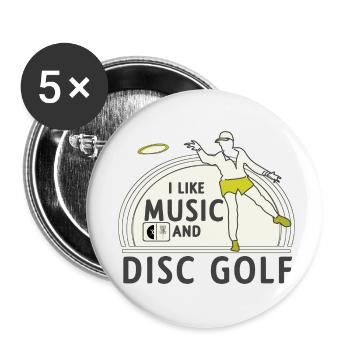 Music - Disc Golf - Buttons small 1''/25 mm (5-pack) - white - Front