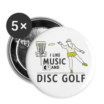 Sound und Discgolf - Buttons klein 25 mm (5er Pack) - Weiß - Vorne
