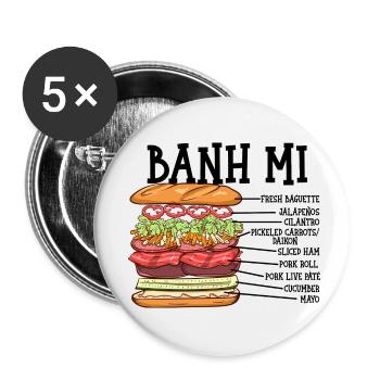 Vietnam Viet Banh Mi pain vietnamien I cadeau - Lot de 5 petits badges (25 mm) - blanc - Devant