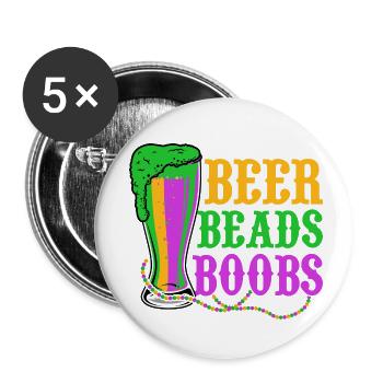 Beer Beads Boobs Carnival Mardi Gras - Buttons klein 25 mm (5er Pack) - Weiß - Vorne