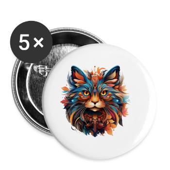 Cat Colorful - Buttons small 1''/25 mm (5-pack) - white - Front