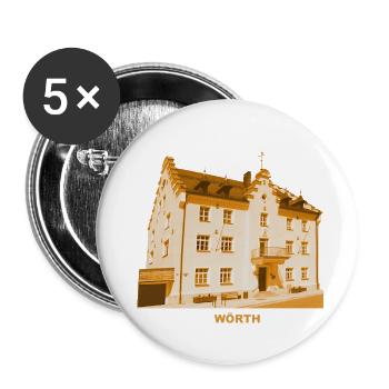 Hôtel de ville de Wörth, Rhein, Germersheim, Rhénanie-Palatinat - Lot de 5 petits badges (25 mm) - blanc - Devant
