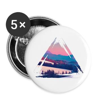 Pastel Mountain Sonnenuntergangsdreieck - Buttons klein 25 mm (5er Pack) - Weiß - Vorne