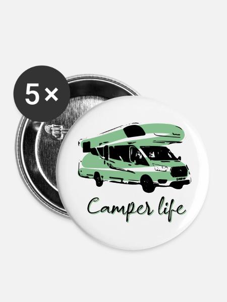 Camper life - Buttons klein 25 mm (5er Pack) - Weiß