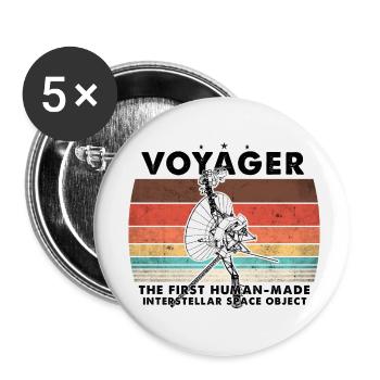 Voyager 1977 Retro Space Probe Mission - Buttons small 1''/25 mm (5-pack) - white - Front