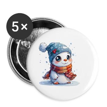 Schneemann für Kinder - Buttons klein 25 mm (5er Pack) - Weiß - Vorne