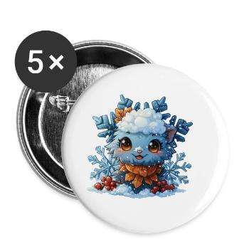 Schneeflocke für Kinder - Buttons klein 25 mm (5er Pack) - Weiß - Vorne