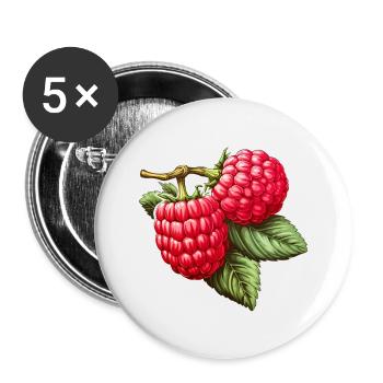 Himbeere Doppelfrucht - Buttons klein 25 mm (5er Pack) - Weiß - Vorne