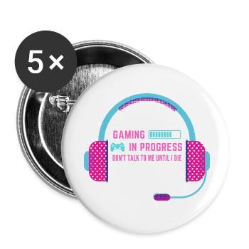 Gamer Gamer Gamer Headset Gaming Birthday - Buttons small 1''/25 mm (5-pack) - white - Front