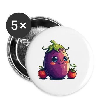 Eggplant Comic Face - Buttons small 1''/25 mm (5-pack) - white - Front