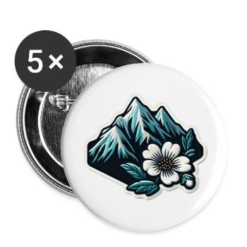 Bergblüte Patchmotiv - Buttons klein 25 mm (5er Pack) - Weiß - Vorne