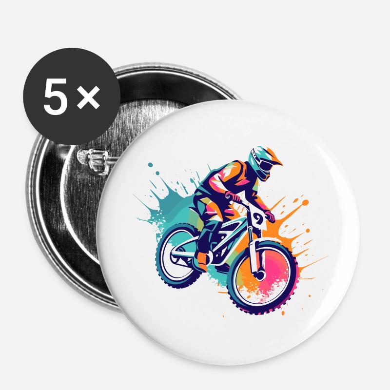 Conception de VTT - Lot de 5 petits badges (25 mm) - blanc