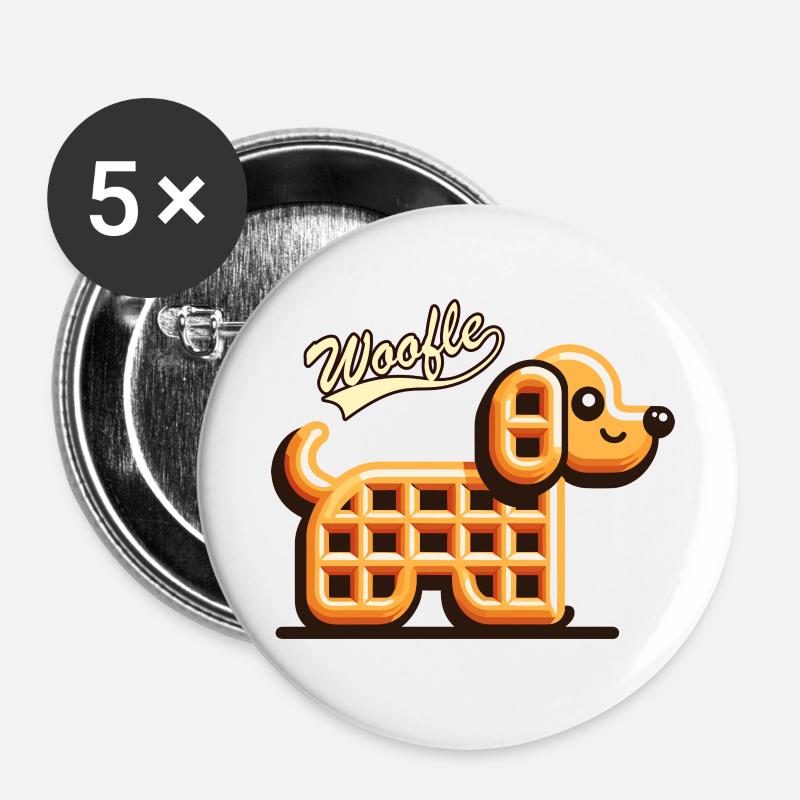 Woofle - Lot de 5 petits badges (25 mm) - blanc