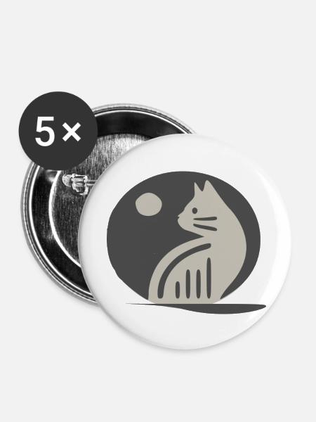 Katzen-Silhouette - Buttons klein 25 mm (5er Pack) - Weiß