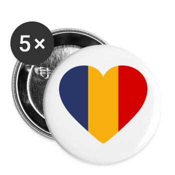 Romania Heart Flag - Buttons small 1''/25 mm (5-pack) - white - Front