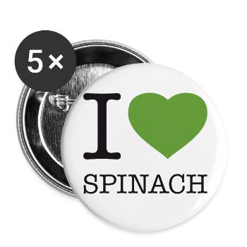 I LOVE SPINACH Spinat - Buttons small 1''/25 mm (5-pack) - white - Front