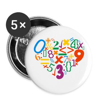 MATEMATIK - Buttons klein 25 mm (5er Pack) - Weiß - Vorne
