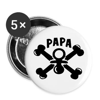 Papa Geburt Pirat Geschenk - Buttons klein 25 mm (5er Pack) - Weiß - Vorne
