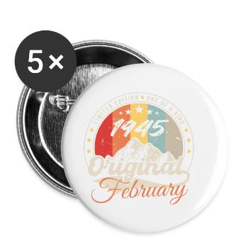 Geburtstagsgeschenk Februar 1945 Jahrgang 79 Jahre - Buttons klein 25 mm (5er Pack) - Weiß - Vorne