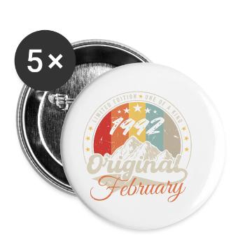 Geburtstagsgeschenk Februar 1992 Jahrgang 32 Jahre - Buttons klein 25 mm (5er Pack) - Weiß - Vorne