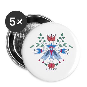 Phantasieblumenarrangement - Buttons klein 25 mm (5er Pack) - Weiß - Vorne