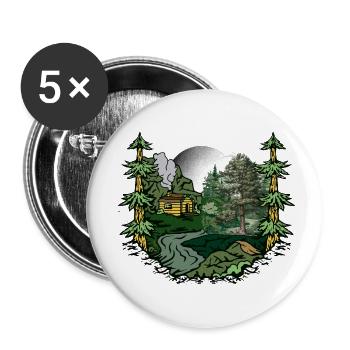 Forest, Cabin, Nature, Forest Dweller, Nature Lover - Buttons small 1''/25 mm (5-pack) - white - Front