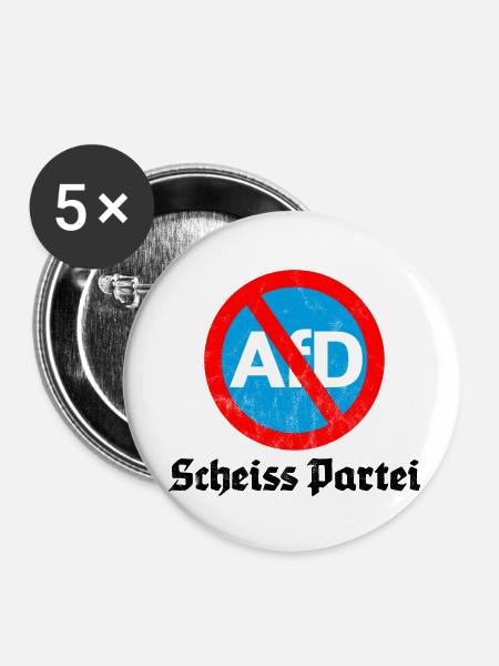 ANTI AFD SCHEISS PARTEI - Buttons klein 25 mm (5er Pack) - Weiß