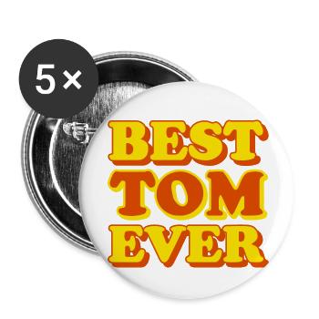 Tom prénom drôle cadeau - Lot de 5 petits badges (25 mm) - blanc - Devant