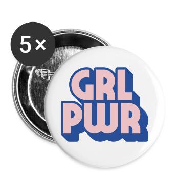 Girl Power - Buttons klein 25 mm (5er Pack) - Weiß - Vorne