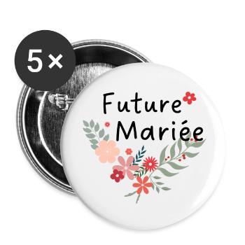 Floral Bride - Die Brautblumen - Buttons klein 25 mm (5er Pack) - Weiß - Vorne