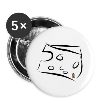 Cartoon Käse mit Minifigur - Buttons klein 25 mm (5er Pack) - Weiß - Vorne
