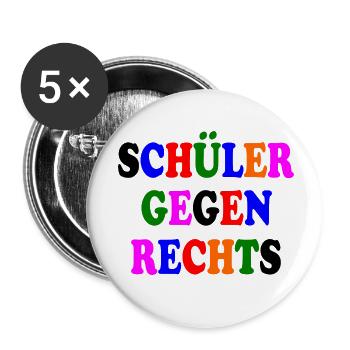 Schüler gegen rechts - Buttons klein 25 mm (5er Pack) - Weiß - Vorne