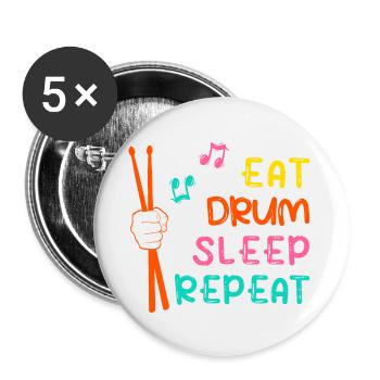 "Eat drum sleep repeat" Drums Drums - Buttons small 1''/25 mm (5-pack) - white - Front