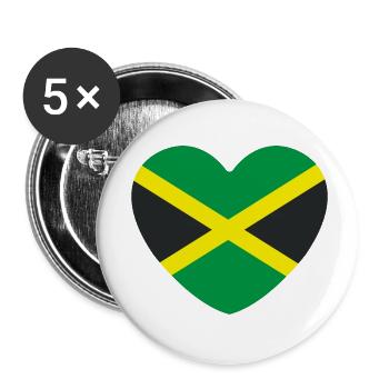 Cœur de la Jamaïque - Lot de 5 petits badges (25 mm) - blanc - Devant