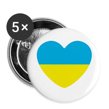 Ukraine Herz - Buttons klein 25 mm (5er Pack) - Weiß - Vorne