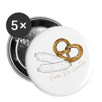 Boarisch Bayerisch Weißwurst Wurst bayrische Brezn - Buttons klein 25 mm (5er Pack) - Weiß - Vorne